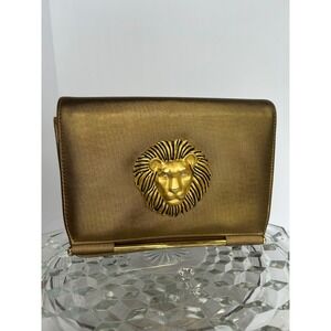 Vintage 1980's Nima Gold‎ Lion Head Evening Bag Clutch